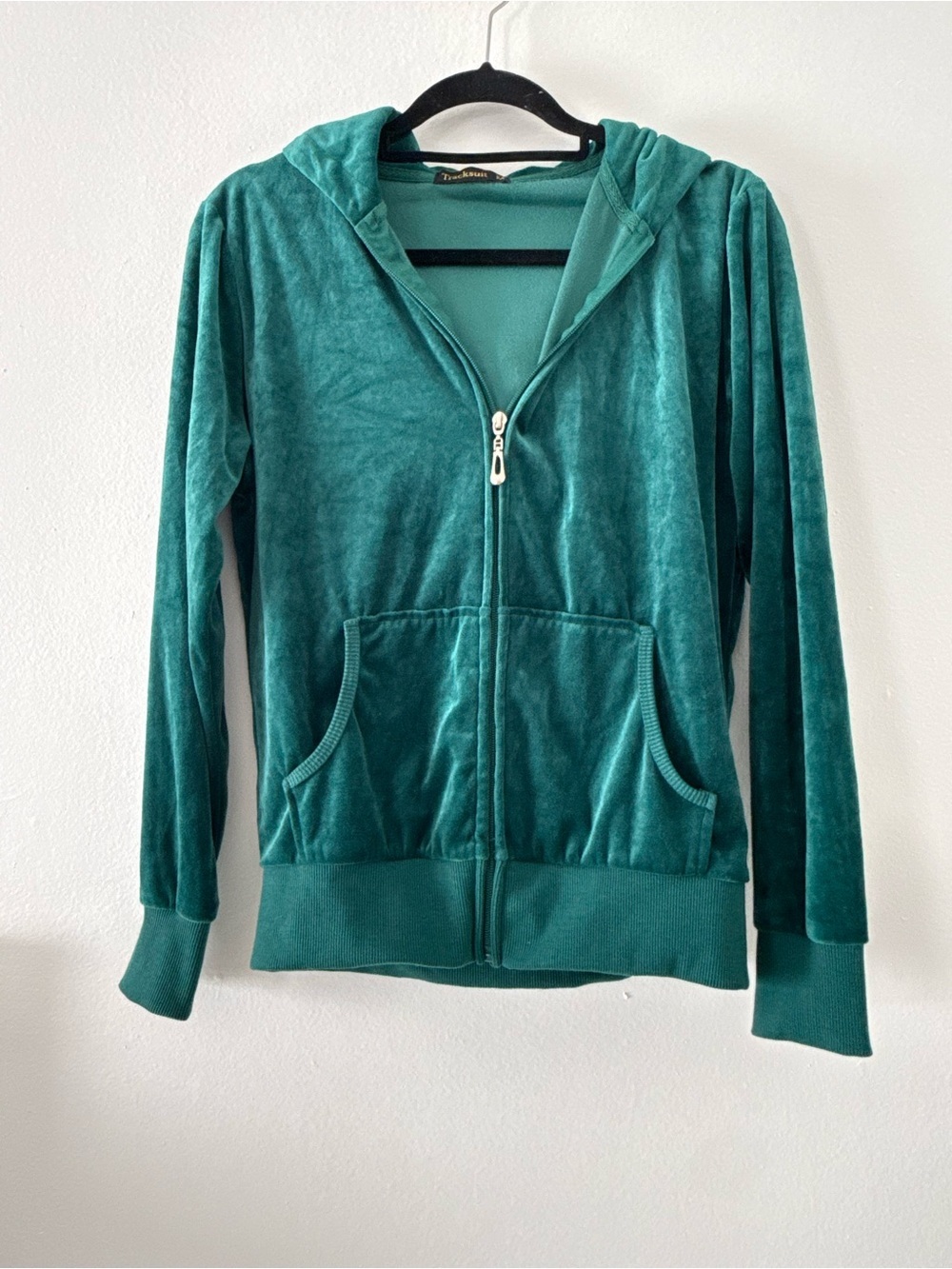 Y2K style Velour Zip Hoodie Jacket - green